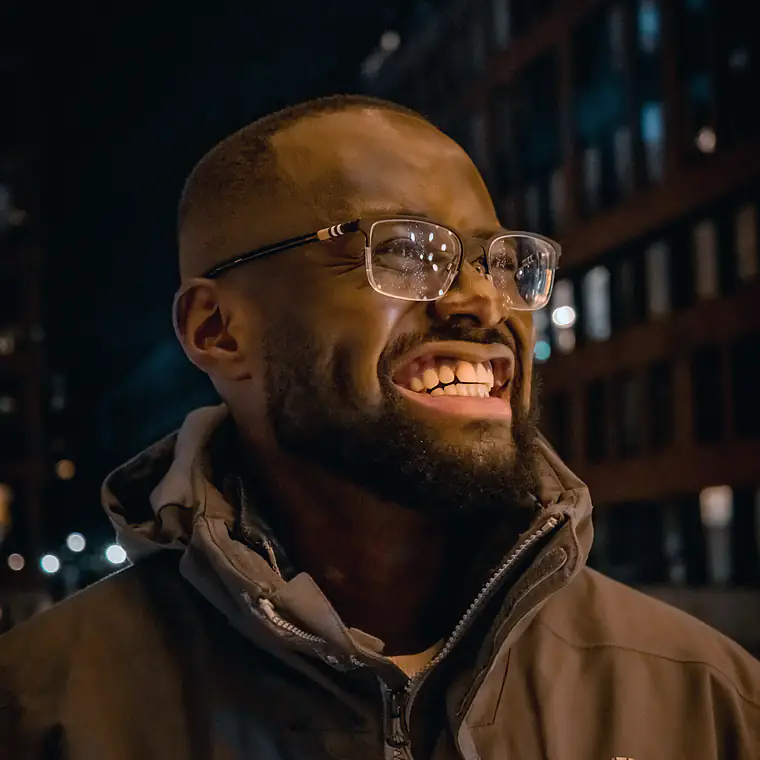 Patient smiling after finishing treatment